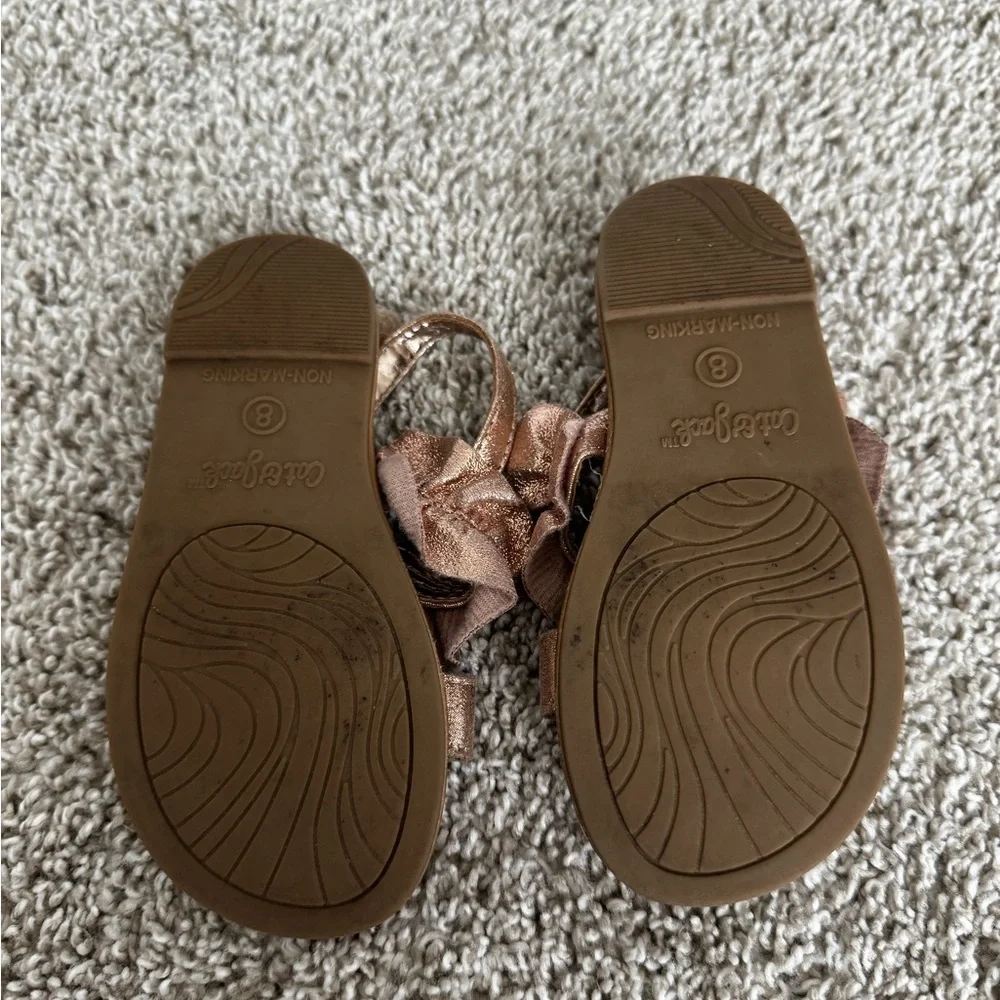 Cat & Jack Toddler Rose Gold Ruffle Sandals Toddler Girls' Dita Sandals Size 8 - Picture 5 of 5